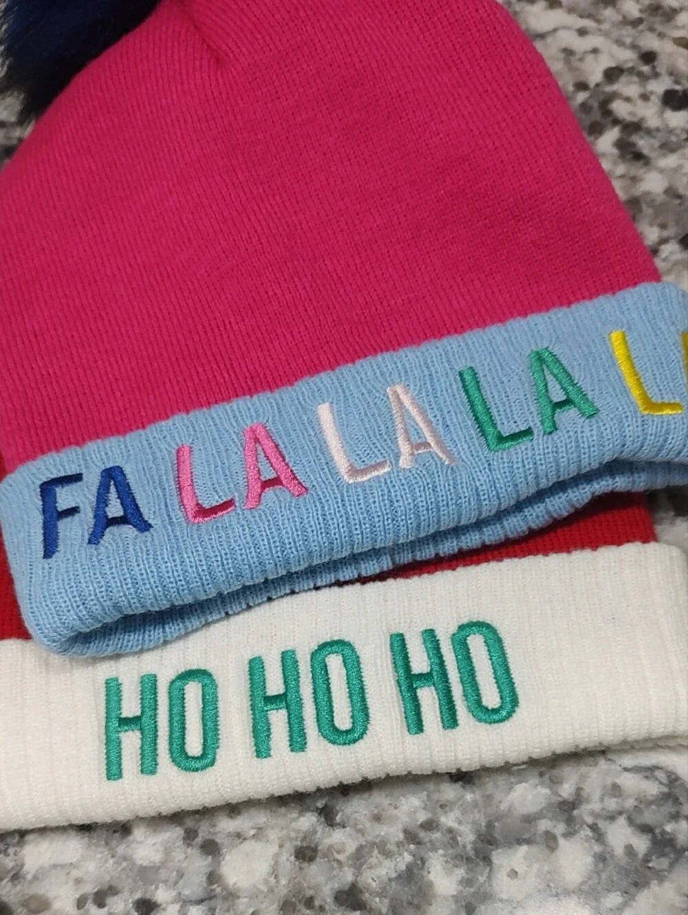 Kids Holiday Pom Beanies NWOT